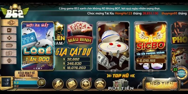 Mini Game B52 cung cấp các trò chơi thú vị và tỷ lệ cược hấp dẫn